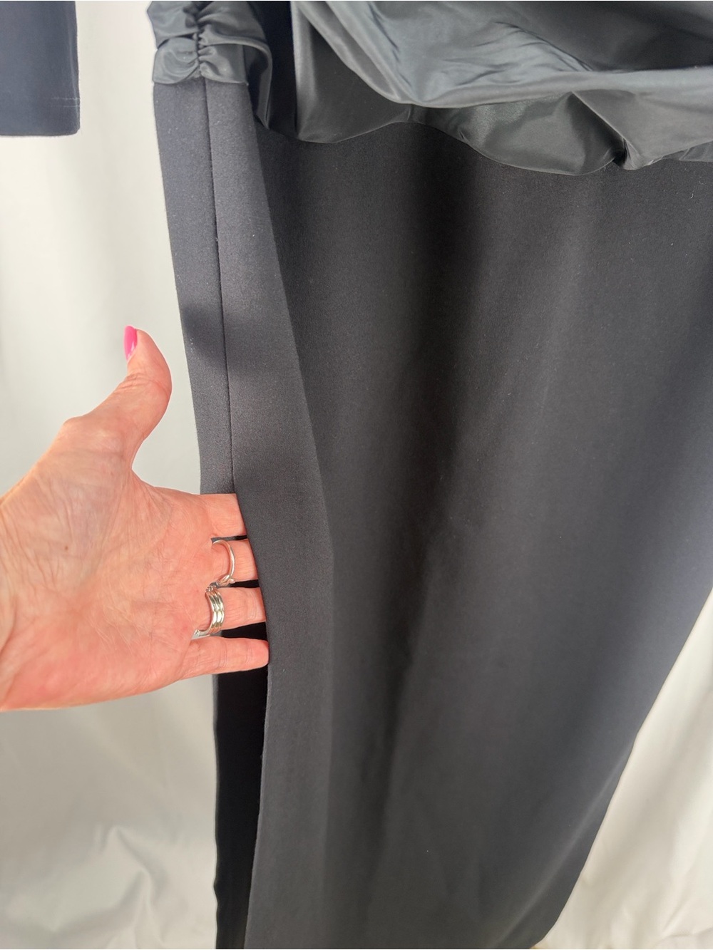 STAUD Holland Draped Maxi Dress Black Grizzly Long Sleeve - Picture 4 of 10